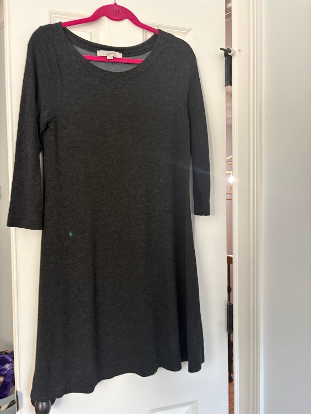loft charcoal grey ponte swing dress